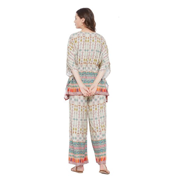 Geometric Printed Light Green Rayon Co-Ord Set for Women by Gypsie Blu - Picture 5 of 6